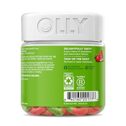 OLLY Fiber Gummy Rings – Präbiotische Ballaststoffe, Erdbeer-Wassermelone, 50 Stück