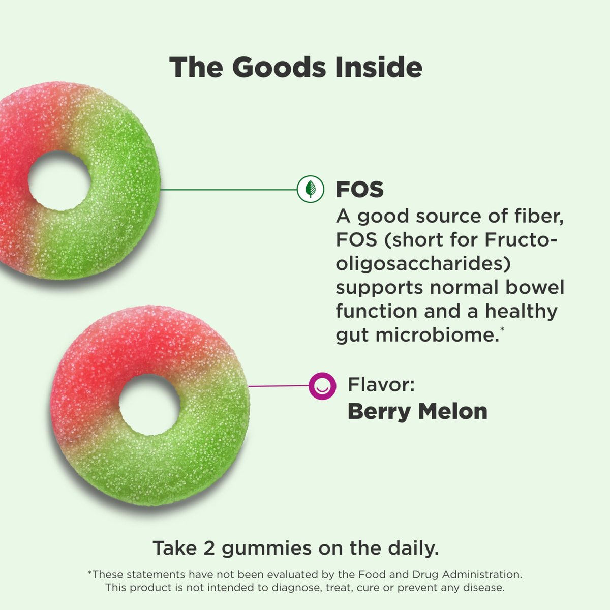 OLLY Fiber Gummy Rings – Präbiotische Ballaststoffe, Erdbeer-Wassermelone, 50 Stück