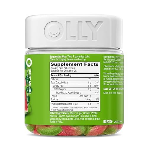 OLLY Fiber Gummy Rings – Präbiotische Ballaststoffe, Erdbeer-Wassermelone, 50 Stück