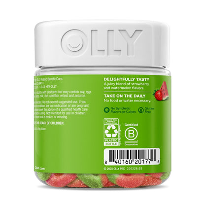 OLLY Fiber Gummy Rings – Präbiotische Ballaststoffe, Erdbeer-Wassermelone, 50 Stück