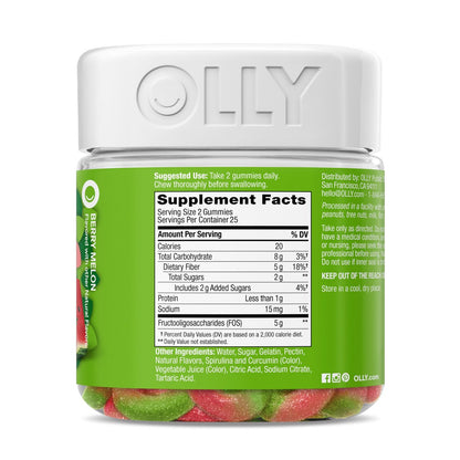 OLLY Fiber Gummy Rings – Präbiotische Ballaststoffe, Erdbeer-Wassermelone, 50 Stück