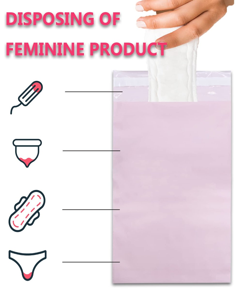 Binden-Entsorgungsbeutel – Geruchsblockierend, Starke Haftung, Damenhygiene-Entsorgungsbeutel für Tampons und Binden, Rosa, 100 Stück