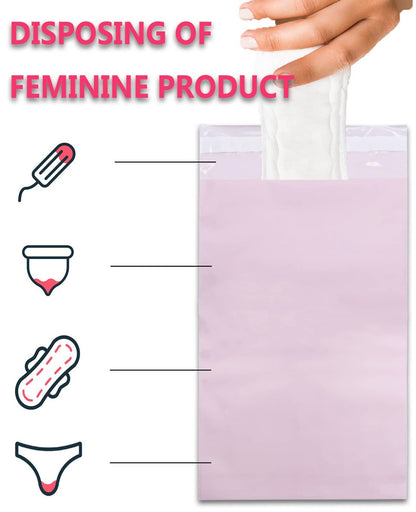 Binden-Entsorgungsbeutel – Geruchsblockierend, Starke Haftung, Damenhygiene-Entsorgungsbeutel für Tampons und Binden, Rosa, 100 Stück