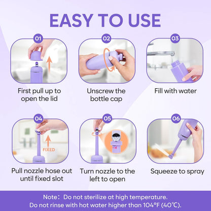 Easy@Home Tragbare Peri-Flasche für die Zeit nach der Geburt und Dammpflege: Handliches Bidet für persönliche Hygiene und Reisen | 380 ml auslaufsicher und praktisch | BPA-frei | EPB-01 Lila
