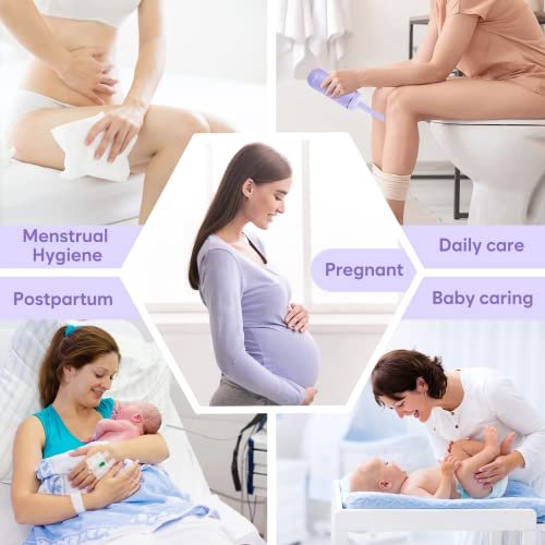 Easy@Home Tragbare Peri-Flasche für die Zeit nach der Geburt und Dammpflege: Handliches Bidet für persönliche Hygiene und Reisen | 380 ml auslaufsicher und praktisch | BPA-frei | EPB-01 Lila