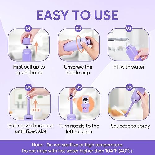 Easy@Home Tragbare Peri-Flasche für die Zeit nach der Geburt und Dammpflege: Handliches Bidet für persönliche Hygiene und Reisen | 380 ml auslaufsicher und praktisch | BPA-frei | EPB-01 Lila