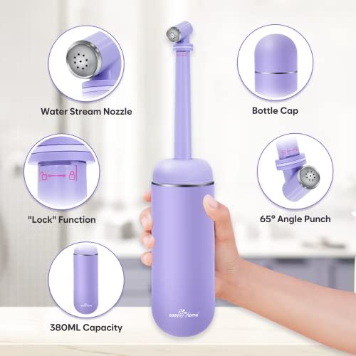 Easy@Home Tragbare Peri-Flasche für die Zeit nach der Geburt und Dammpflege: Handliches Bidet für persönliche Hygiene und Reisen | 380 ml auslaufsicher und praktisch | BPA-frei | EPB-01 Lila