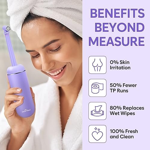 Easy@Home Tragbare Peri-Flasche für die Zeit nach der Geburt und Dammpflege: Handliches Bidet für persönliche Hygiene und Reisen | 380 ml auslaufsicher und praktisch | BPA-frei | EPB-01 Lila