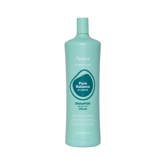 Fanola Pure Balance Anti-Schuppen Shampoo für Männer & Frauen - Reinigende Kopfhautbehandlung mit B- und E-Vitaminen - Shampoo für fettiges Haar & juckende Haut - Reinigende & ausgleichende Pflege (1 Liter)