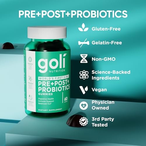 Goli Pre Pro Postbiotische Gummis – Weltweit erste 3-in-1-Formel mit DE111 Probiotika, XOS Präbiotika, MCC1849 Postbiotika – Vegan, Non-GMO, Glutenfrei