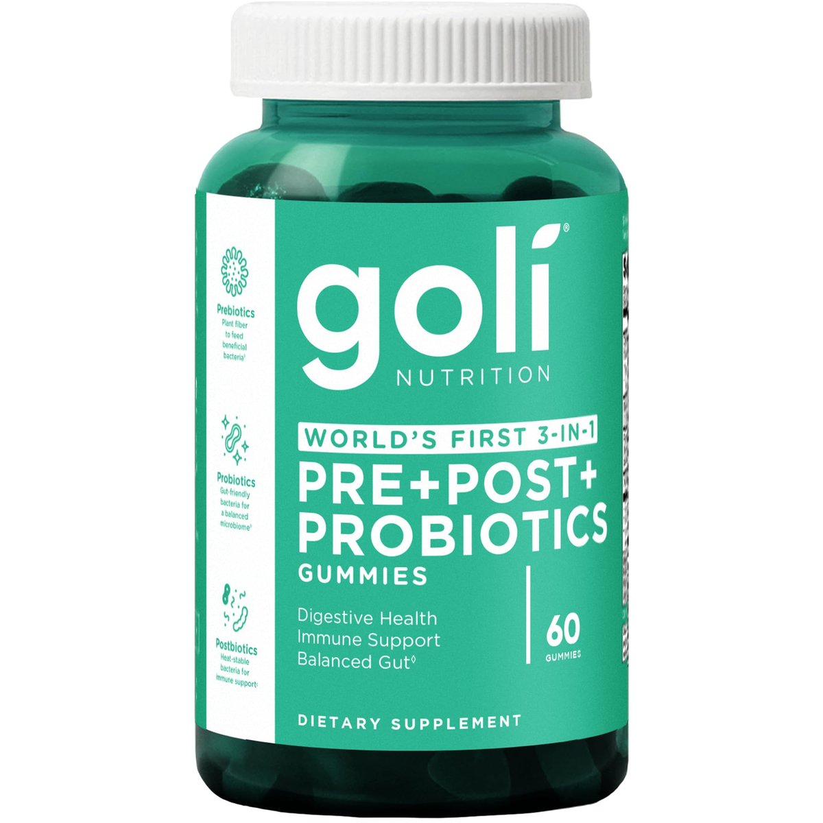 Goli Pre Pro Postbiotische Gummis – Weltweit erste 3-in-1-Formel mit DE111 Probiotika, XOS Präbiotika, MCC1849 Postbiotika – Vegan, Non-GMO, Glutenfrei