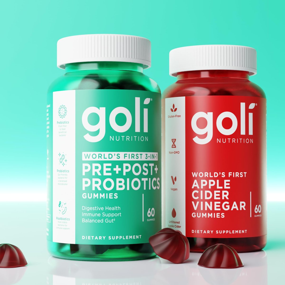 Goli Pre Pro Postbiotische Gummis – Weltweit erste 3-in-1-Formel mit DE111 Probiotika, XOS Präbiotika, MCC1849 Postbiotika – Vegan, Non-GMO, Glutenfrei
