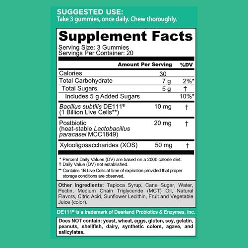 Goli Pre Pro Postbiotische Gummis – Weltweit erste 3-in-1-Formel mit DE111 Probiotika, XOS Präbiotika, MCC1849 Postbiotika – Vegan, Non-GMO, Glutenfrei