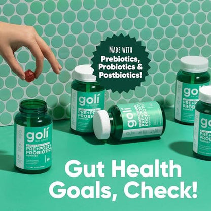 Goli Pre Pro Postbiotische Gummis – Weltweit erste 3-in-1-Formel mit DE111 Probiotika, XOS Präbiotika, MCC1849 Postbiotika – Vegan, Non-GMO, Glutenfrei