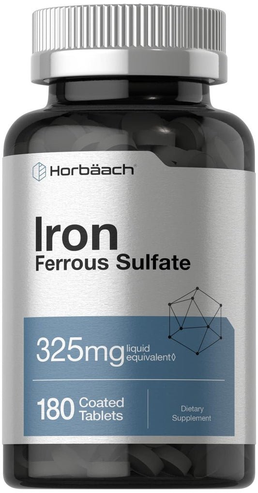 Horbäach Eisen (Ferrosulfat) | 180 Tabletten | Vegetarisch, Non-GMO & Glutenfrei Nahrungsergänzungsmittel