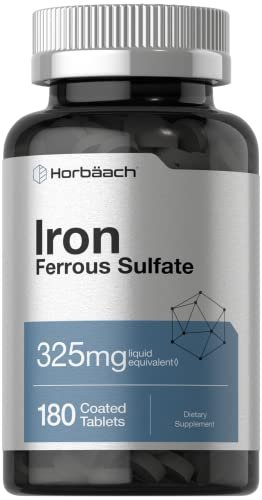 Horbäach Eisen (Ferrosulfat) | 180 Tabletten | Vegetarisch, Non-GMO & Glutenfrei Nahrungsergänzungsmittel