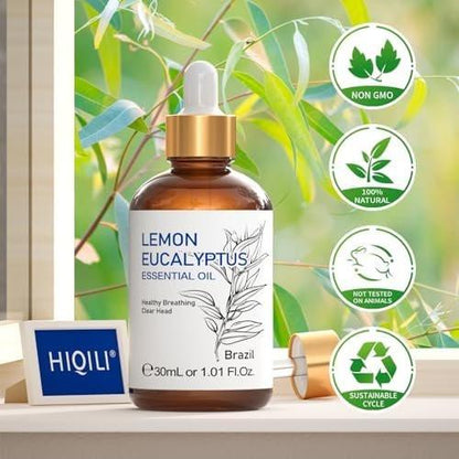 HIQILI Zitronen-Eukalyptusöl 100% rein natürlich – 30 ml für Diffuser, Sprühgeräte, Innen- und Außenbereiche, Garten und Hof