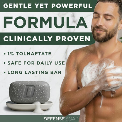 Defense Antifungal Bar Soap | Medizinische Seife gegen Juckreiz, Ringelflechte, Fußpilz, Hautpilz – Antimykotische Behandlung (1 Bar, ohne Behälter)