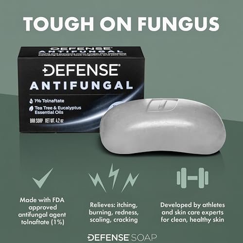 Defense Antifungal Bar Soap | Medizinische Seife gegen Juckreiz, Ringelflechte, Fußpilz, Hautpilz – Antimykotische Behandlung (1 Bar, ohne Behälter)