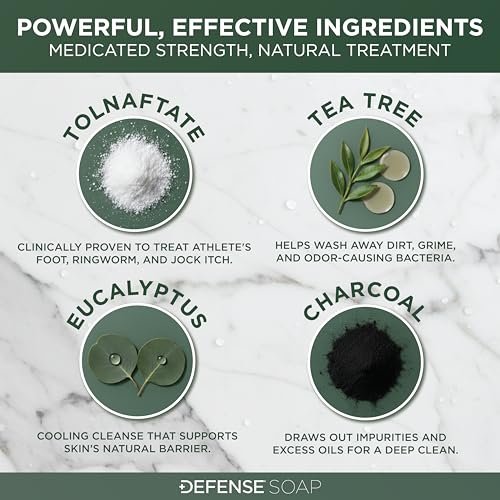Defense Antifungal Bar Soap | Medizinische Seife gegen Juckreiz, Ringelflechte, Fußpilz, Hautpilz – Antimykotische Behandlung (1 Bar, ohne Behälter)