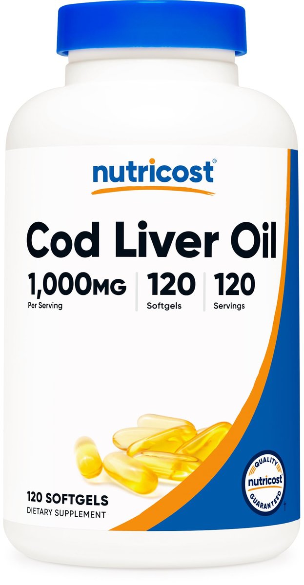 Nutricost Lebertran 1000mg, 120 Weichkapseln – Non-GMO & Glutenfrei
