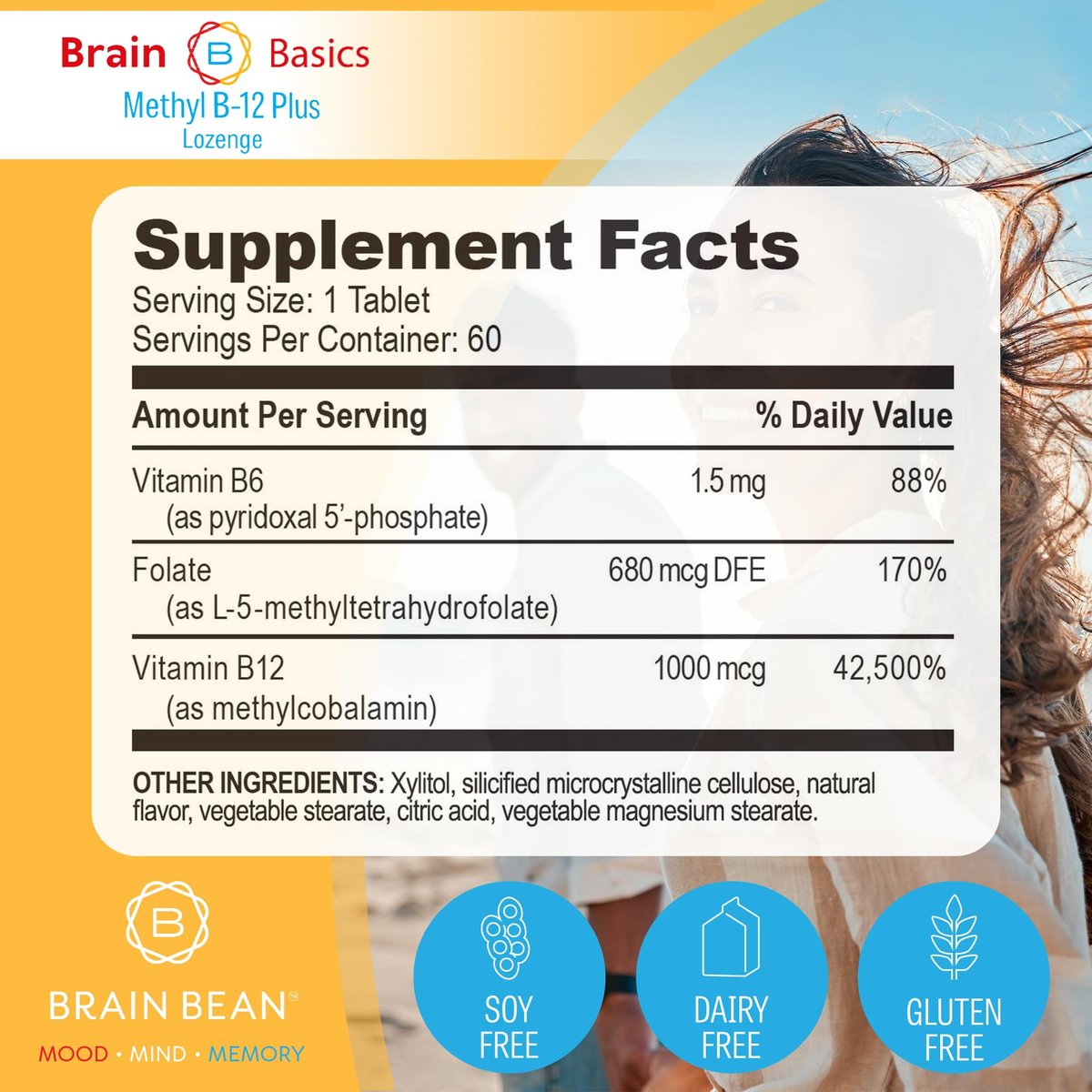 Extra Starkes Methyl B-12 & Methylfolat – 60 Kautabletten, Orangen-Zitrus-Geschmack – Hochdosiertes bioaktives B12-Vitamin & B9-Folat-Supplement für Energie, Gehirn-, Herz- & Nervenunterstützung