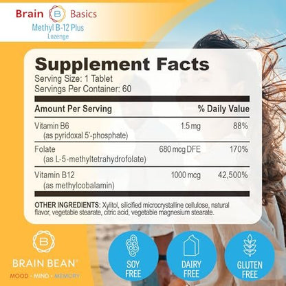 Extra Starkes Methyl B-12 & Methylfolat – 60 Kautabletten, Orangen-Zitrus-Geschmack – Hochdosiertes bioaktives B12-Vitamin & B9-Folat-Supplement für Energie, Gehirn-, Herz- & Nervenunterstützung