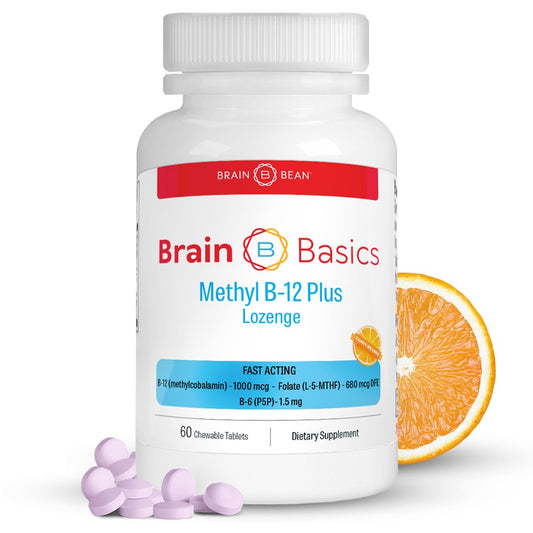 Extra Starkes Methyl B-12 & Methylfolat – 60 Kautabletten, Orangen-Zitrus-Geschmack – Hochdosiertes bioaktives B12-Vitamin & B9-Folat-Supplement für Energie, Gehirn-, Herz- & Nervenunterstützung