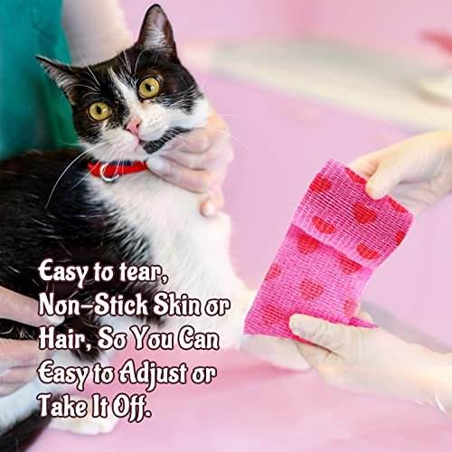 24er Pack Selbsthaftende Kohäsive Bandage, 5 cm x 4,5 m Elastisches Grip Tape Pink Vet Wrap für Hunde, Flexible Dehnbare Sportbandage für Erste Hilfe, Medizin, Knöchel- und Handgelenkverstauchungen