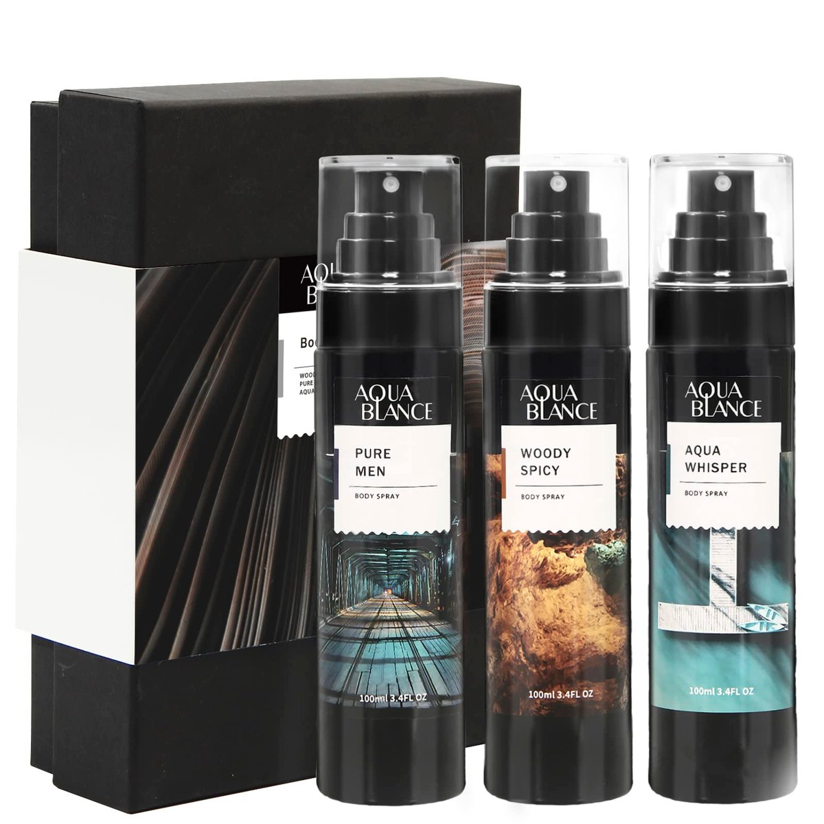 AQUA BLANCE Duftnebel für Männer, Körperspray, 3er-Pack, je 100 ml