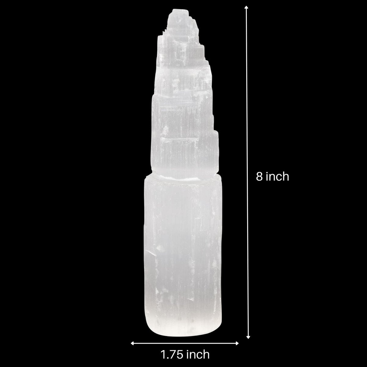 Wish Well Extra Großer Selenit-Turm – 20 cm Selenit-Kristallturm – Aus Marokko abgebaut und handgefertigt – Ideal zum Reinigen und Aufladen von Kristallen und Heilsteinen, Meditation und Wohndekoration