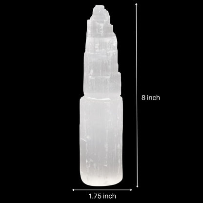 Wish Well Extra Großer Selenit-Turm – 20 cm Selenit-Kristallturm – Aus Marokko abgebaut und handgefertigt – Ideal zum Reinigen und Aufladen von Kristallen und Heilsteinen, Meditation und Wohndekoration