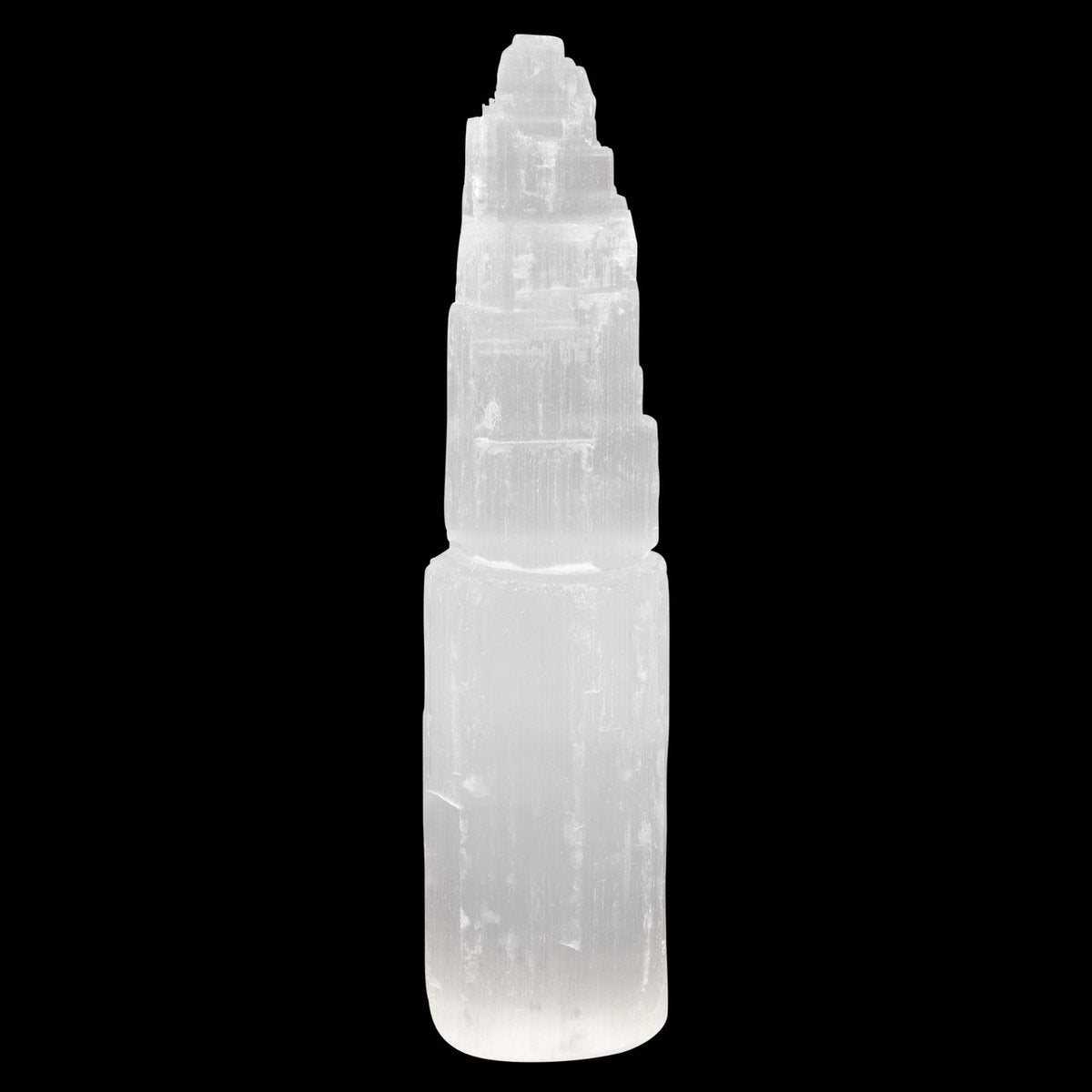 Wish Well Extra Großer Selenit-Turm – 20 cm Selenit-Kristallturm – Aus Marokko abgebaut und handgefertigt – Ideal zum Reinigen und Aufladen von Kristallen und Heilsteinen, Meditation und Wohndekoration