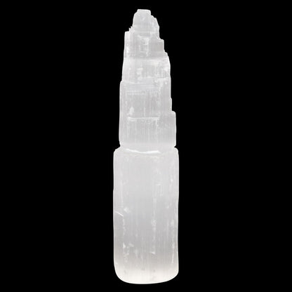 Wish Well Extra Großer Selenit-Turm – 20 cm Selenit-Kristallturm – Aus Marokko abgebaut und handgefertigt – Ideal zum Reinigen und Aufladen von Kristallen und Heilsteinen, Meditation und Wohndekoration