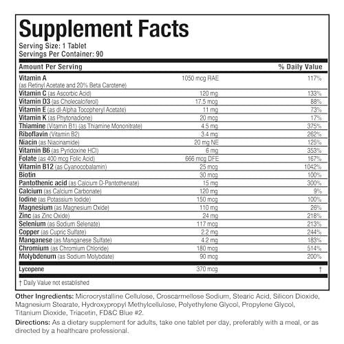 Bronson ONE Daily 50+ Multivitamin für Männer, 360 Tabletten – Komplettes Multivitamin & Mineralstoffpräparat