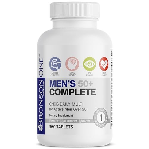Bronson ONE Daily 50+ Multivitamin für Männer, 360 Tabletten – Komplettes Multivitamin & Mineralstoffpräparat
