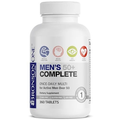 Bronson ONE Daily 50+ Multivitamin für Männer, 360 Tabletten – Komplettes Multivitamin & Mineralstoffpräparat