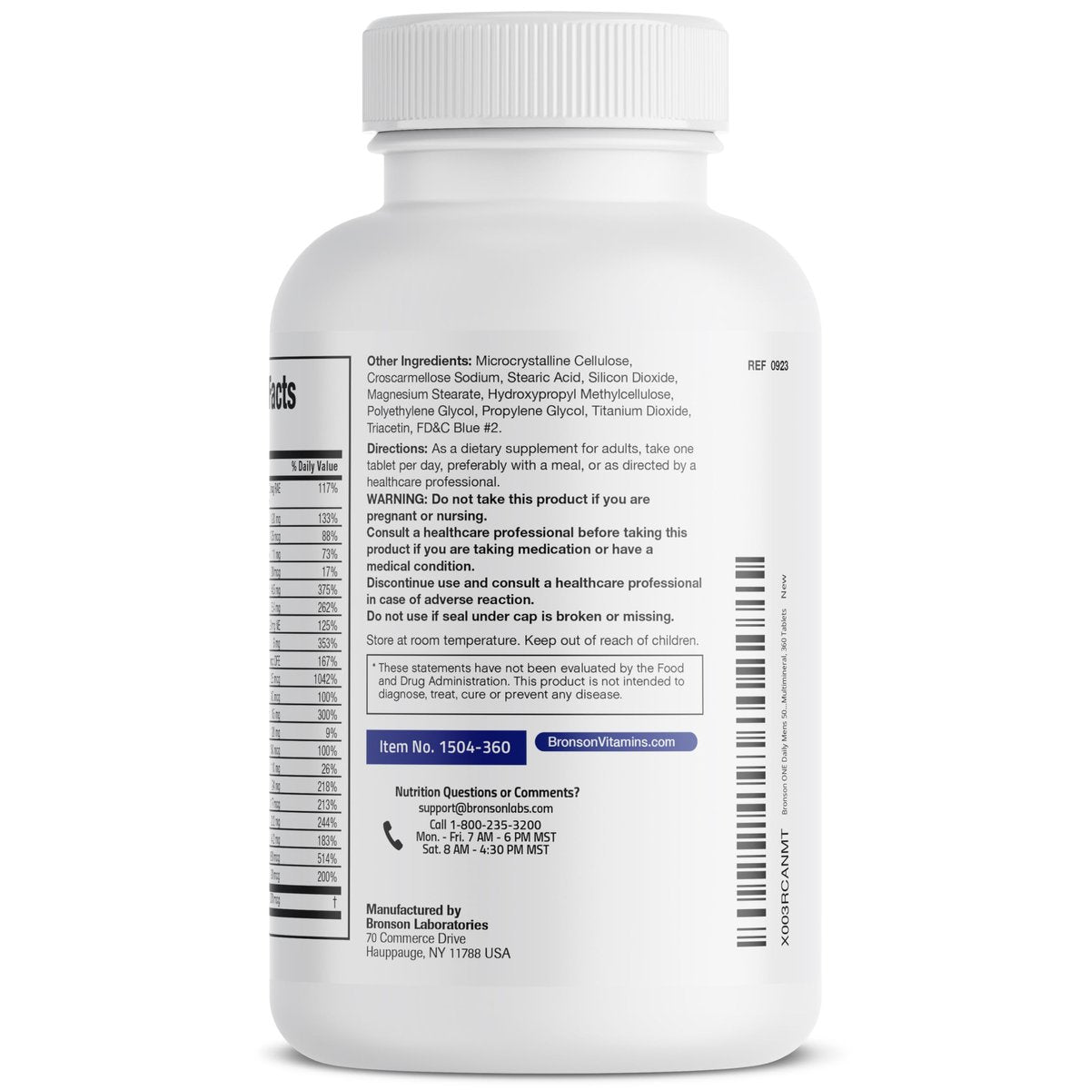 Bronson ONE Daily 50+ Multivitamin für Männer, 360 Tabletten – Komplettes Multivitamin & Mineralstoffpräparat