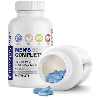 Bronson ONE Daily 50+ Multivitamin für Männer, 360 Tabletten – Komplettes Multivitamin & Mineralstoffpräparat