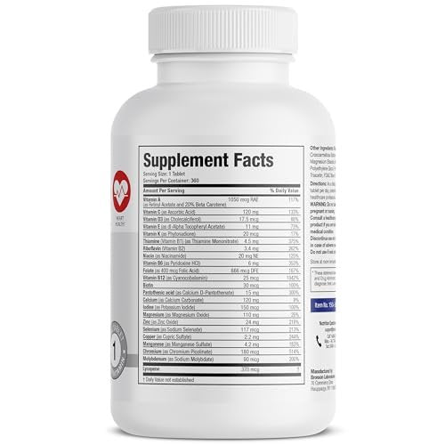 Bronson ONE Daily 50+ Multivitamin für Männer, 360 Tabletten – Komplettes Multivitamin & Mineralstoffpräparat