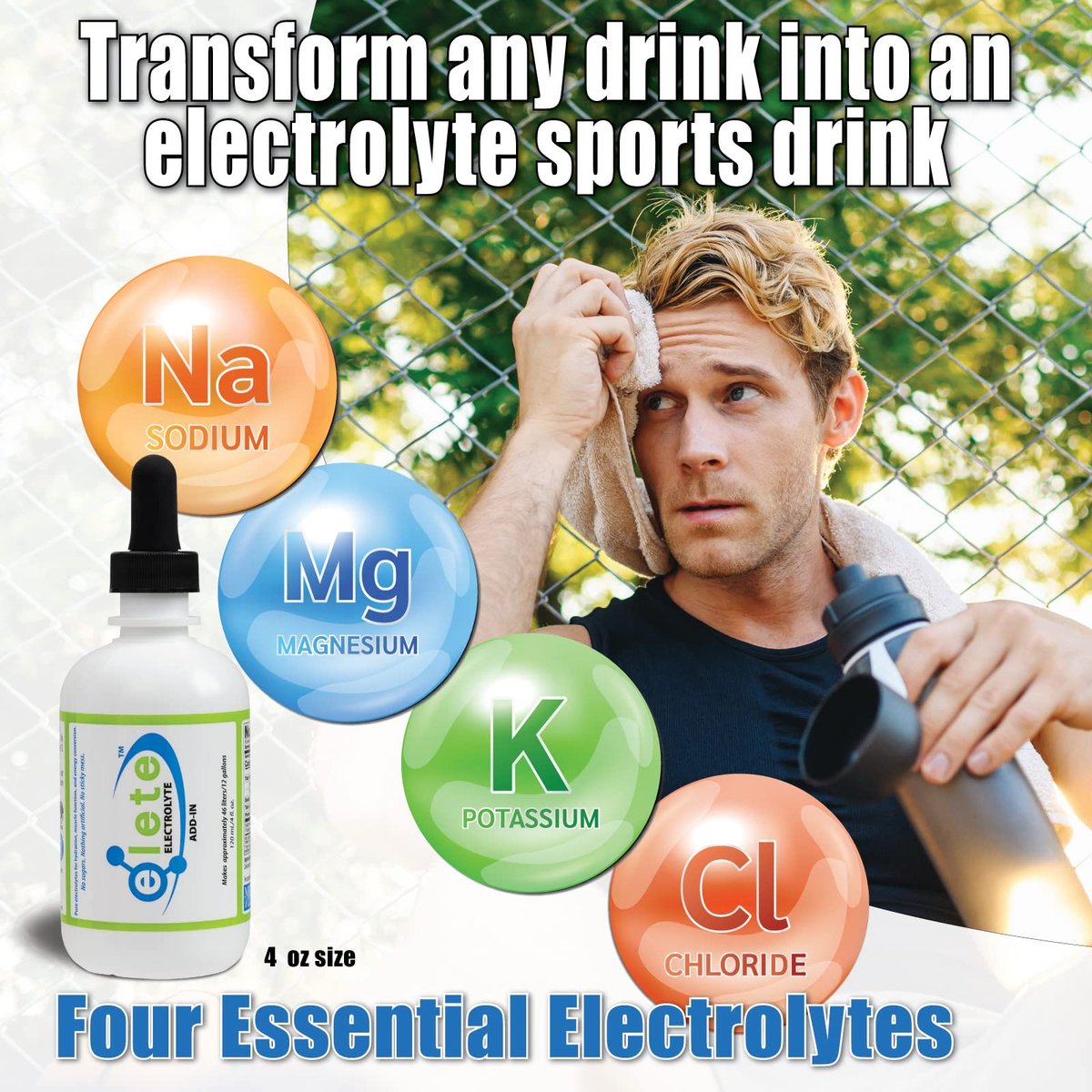 Elete Electrolyt-Tropfen | Natrium, Magnesium, Kalium & Spurenelemente | Ungesüßt, natürlich | Gegen Muskelkrämpfe | 118 ml