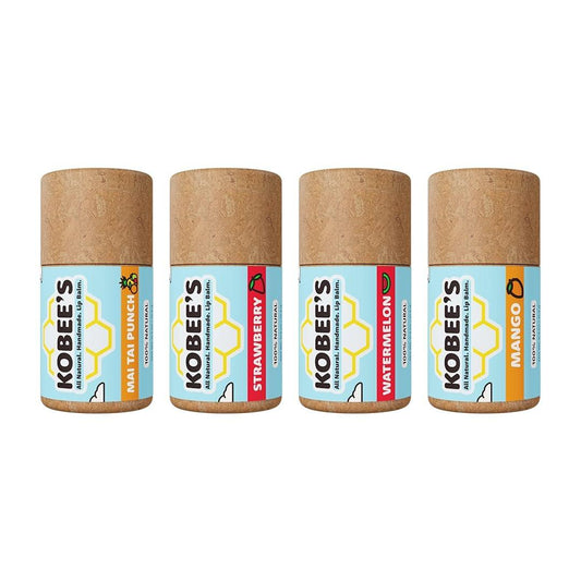 Kobeesco Fruchtaromen 4er-Pack Lippenbalsam, Lippenfeuchtigkeitscreme, Lippenpflege, Lippenreparatur & Feuchtigkeitsbehandlung