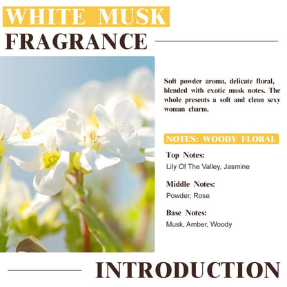 EUQEE Weißer Moschus Duftöl für Zuhause Aromatherapie, Premium Duftöl mit Glaspipette für Diffuser, Kerzen- & Seifenherstellung, Badebomben (60 ml)