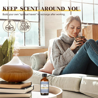 EUQEE Weißer Moschus Duftöl für Zuhause Aromatherapie, Premium Duftöl mit Glaspipette für Diffuser, Kerzen- & Seifenherstellung, Badebomben (60 ml)