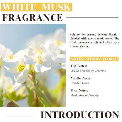 EUQEE Weißer Moschus Duftöl für Zuhause Aromatherapie, Premium Duftöl mit Glaspipette für Diffuser, Kerzen- & Seifenherstellung, Badebomben (60 ml)