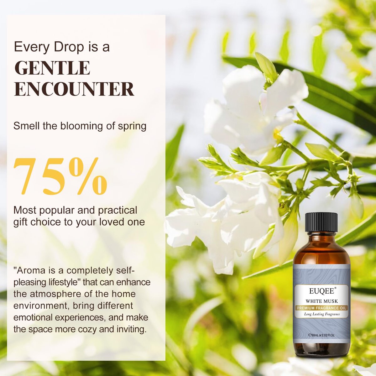 EUQEE Fresh Linen Duftöl 60 ml – Premium Duftöl für Aromatherapie, Diffuser, DIY Badebomben und Kerzenherstellung (2,02 Fl Oz)