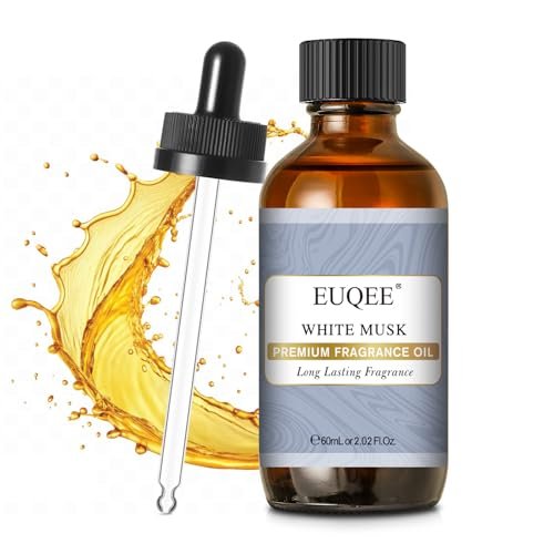 EUQEE Weißer Moschus Duftöl für Zuhause Aromatherapie, Premium Duftöl mit Glaspipette für Diffuser, Kerzen- & Seifenherstellung, Badebomben (60 ml)