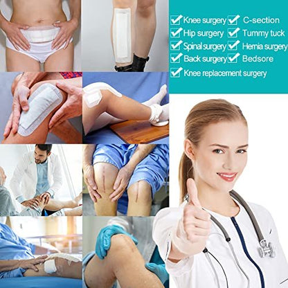 Extra Lange Klebende Inselverbände 10 Stück, 4"x14" Knieersatz-Operationsverbände, Wundauflagen, Atmungsaktiv, Hüftoperation, Rückeninzision, Postoperative Genesung, Einzeln verpackt