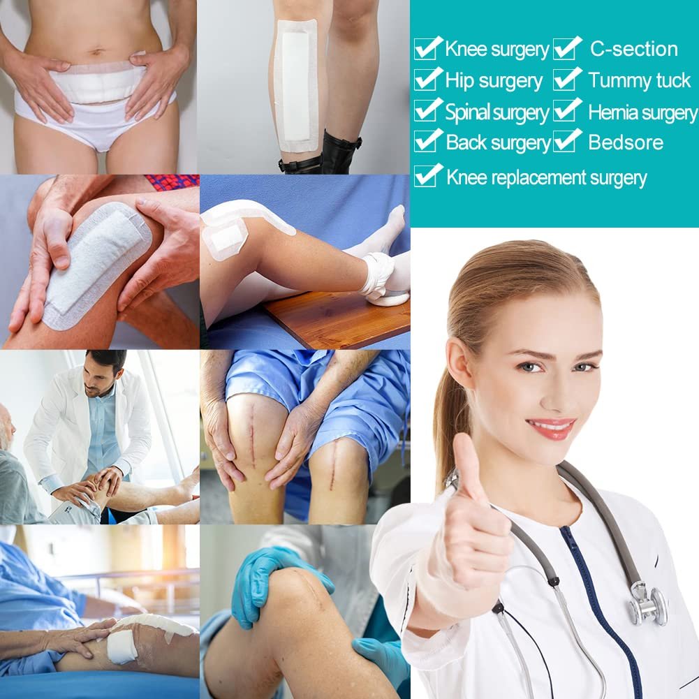 Atmungsaktiver Wundverband für Knie-OP: 4x10 Zoll, 10 Stück – EaseCare