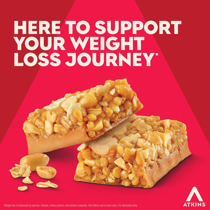 Atkins Erdnussbutter Müsliriegel High Protein Bar – 16g Protein, 1g Zucker, 4g Netto-Kohlenhydrate, 12er-Pack